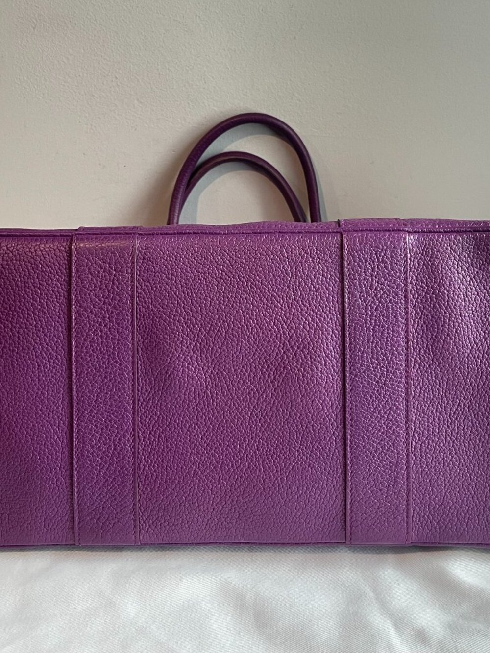 Hermes Garden Party 36 Toile & Leather Tote Palladium Hardware-Purple - Preowned - Picture 3 of 13